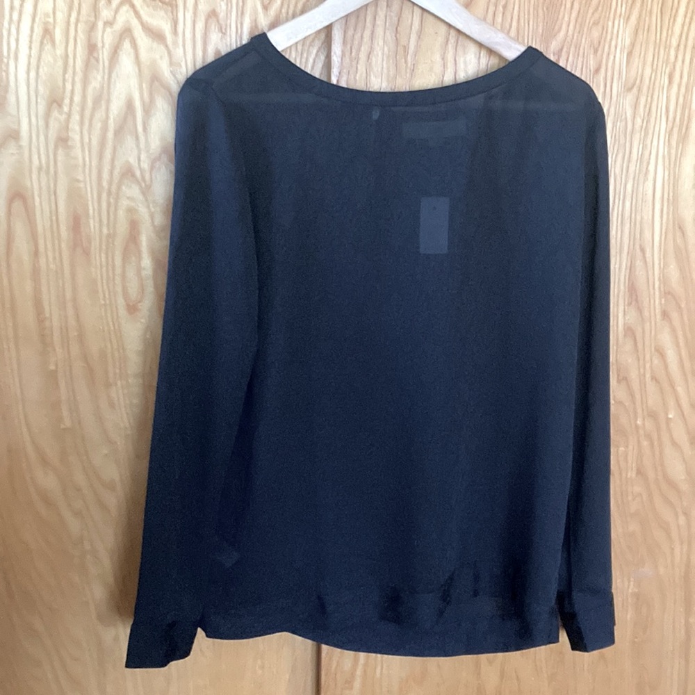 Body Ann Taylor Loft sheer black long sleeve toile design blouse Medium